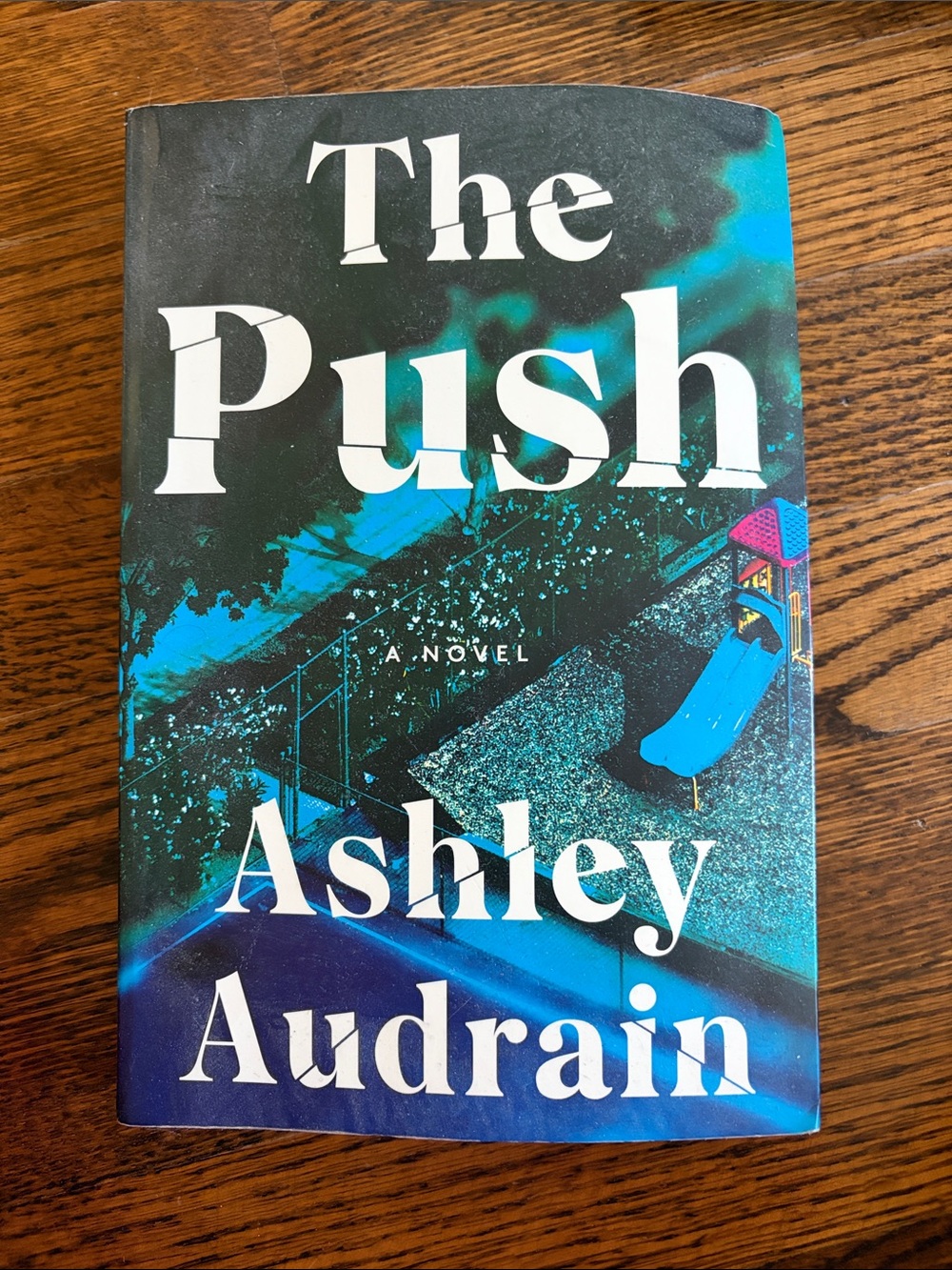 The Push by Ashley Audrain — Hardcover Book in Teal & Blue Cover